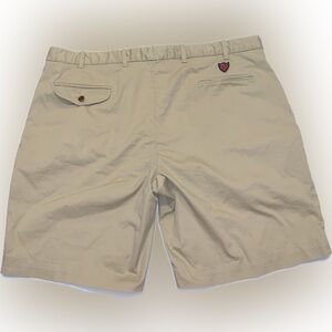 Polo Golf Ralph Lauren Tan Khaki Pleated Cotton Twill Shorts Stretch 42 Patch